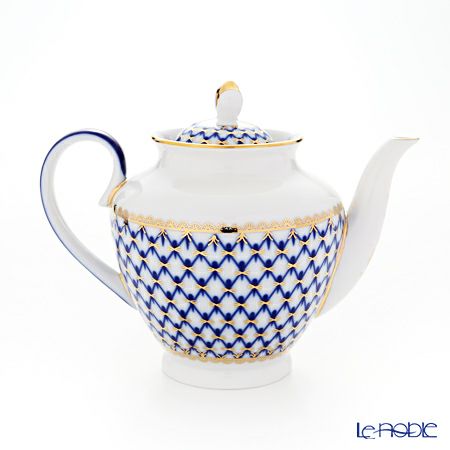 ロシア食器 インペリアル・ポーセリン コバルトネット ティーポット 800ml（スプリング）
