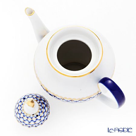 ロシア食器 インペリアル・ポーセリン コバルトネット ティーポット 800ml（スプリング）