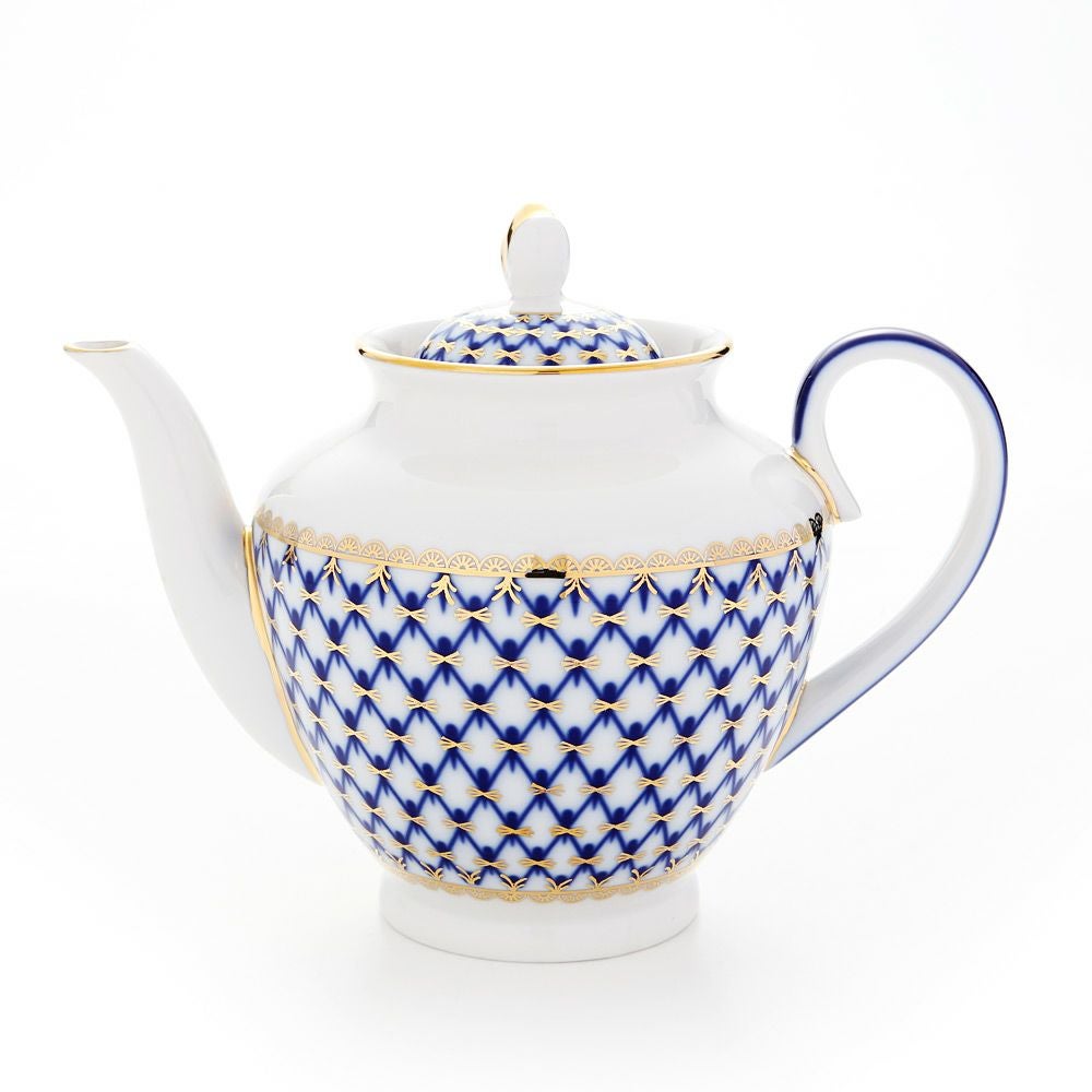 ロシア食器 インペリアル・ポーセリン コバルトネット ティーポット 800ml（スプリング）
