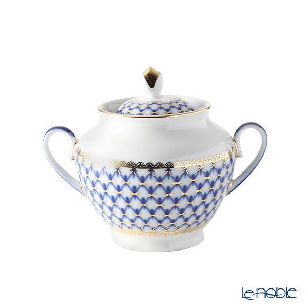 ロシア食器 インペリアル・ポーセリン コバルトネット シュガーポット 400ml スプリング