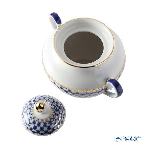 ロシア食器 インペリアル・ポーセリン コバルトネット シュガーポット 400ml スプリング