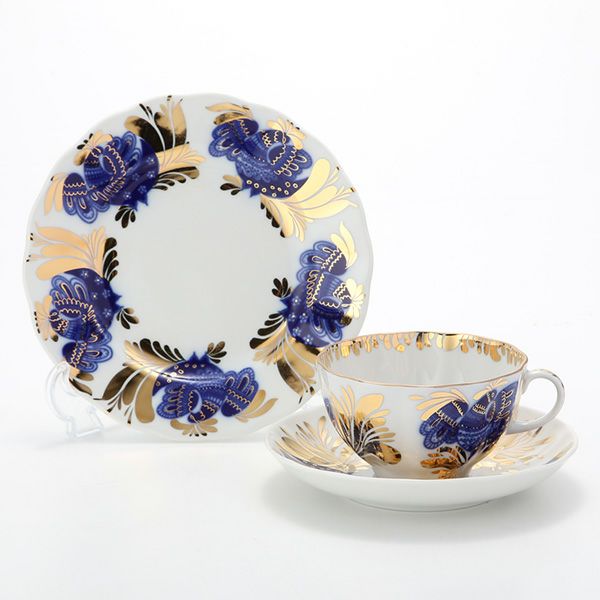 ロシア食器 インペリアル・ポーセリン ゴールデンガーデン 3ピースセット