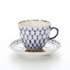 ロシア食器 インペリアル・ポーセリン コバルトネット コーヒーカップ＆ソーサー 140ml