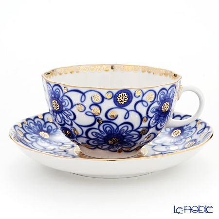 ロシア食器 インペリアル・ポーセリン ワインディングトウィッグ ティーカップ＆ソーサー 250ml