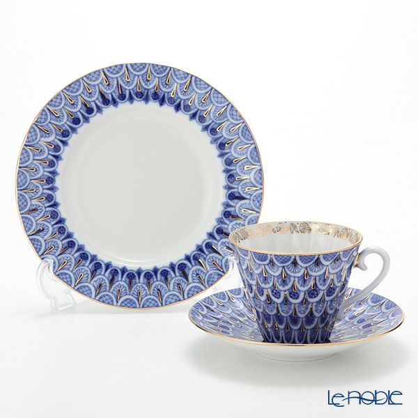 ロシア食器 インペリアル・ポーセリン 忘れな草 3ピースセット（ラジアル）