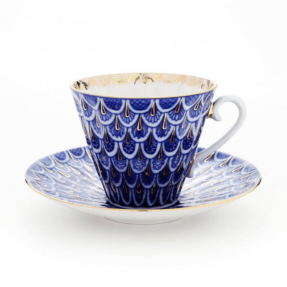 ロシア食器 インペリアル・ポーセリン 忘れな草 ティーカップ＆ソーサー 250ml（ラジアル）