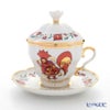 ロシア食器 インペリアル・ポーセリン レッドルースター ティーカップ＆ソーサー 250ml（ふた付）