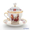 ロシア食器 インペリアル・ポーセリン レッドルースター ティーカップ＆ソーサー 250ml（ふた付）