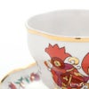 ロシア食器 インペリアル・ポーセリン レッドルースター ティーカップ＆ソーサー 250ml（ふた付）