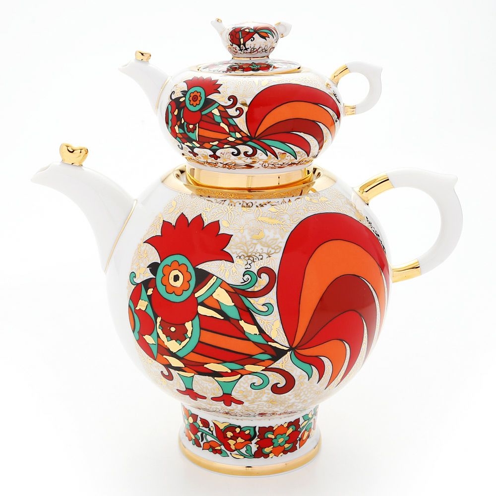 インペリアル ポーセリア金彩 ロシア磁器 フラワー ポット 1箇 ロシア食器 インペリアル・ポーセリン レッドルースター ティーポット