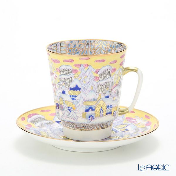 ロシア食器 インペリアル・ポーセリン フロスティーイブニング ティーカップ＆ソーサー（メイ） 165ml