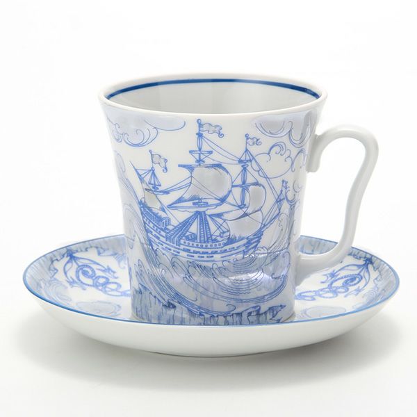 ロシア食器 インペリアル・ポーセリン ブリガンティン マグ＆ソーサーセット 360ml