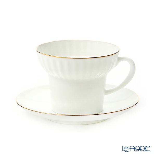 ロシア食器 インペリアル・ポーセリン ゴールデンエッジ ティーカップ＆ソーサー 155ml （ウエイブ）
