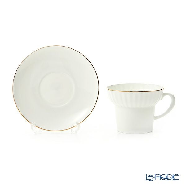 ロシア食器 インペリアル・ポーセリン ゴールデンエッジ ティーカップ＆ソーサー 155ml （ウエイブ）