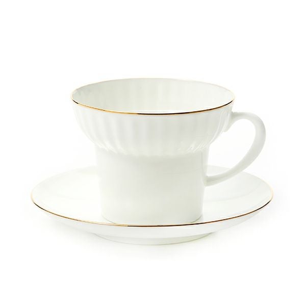 ロシア食器 インペリアル・ポーセリン ゴールデンエッジ ティーカップ＆ソーサー 155ml （ウエイブ）