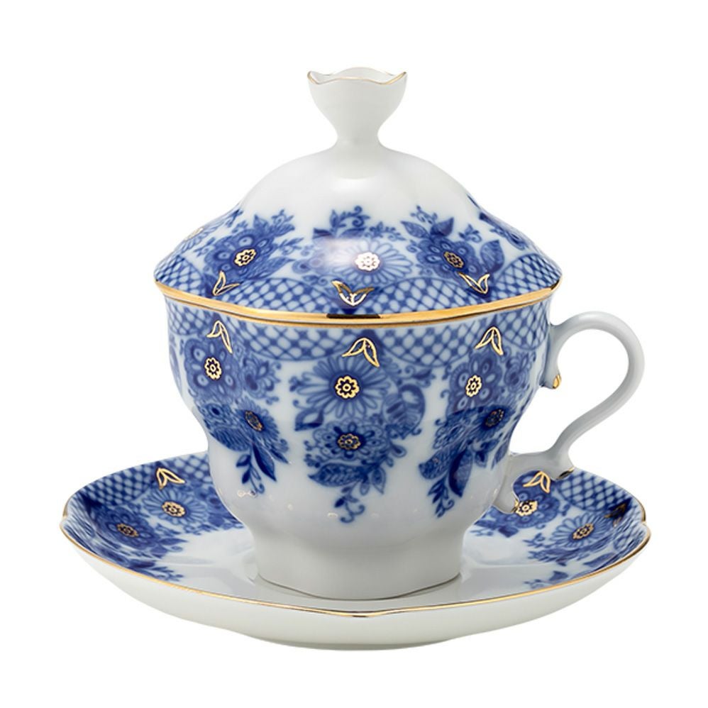 ロシア食器 インペリアル・ポーセリン ブライズメイド ティーカップ＆ソーサー 250ml（ふた付）