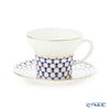 ロシア食器 インペリアル・ポーセリン コバルトネット ティーカップ＆ソーサー（ウエイブ） 155ml