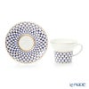 ロシア食器 インペリアル・ポーセリン コバルトネット ティーカップ＆ソーサー（ウエイブ） 155ml
