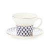 ロシア食器 インペリアル・ポーセリン コバルトネット ティーカップ＆ソーサー（ウエイブ） 155ml