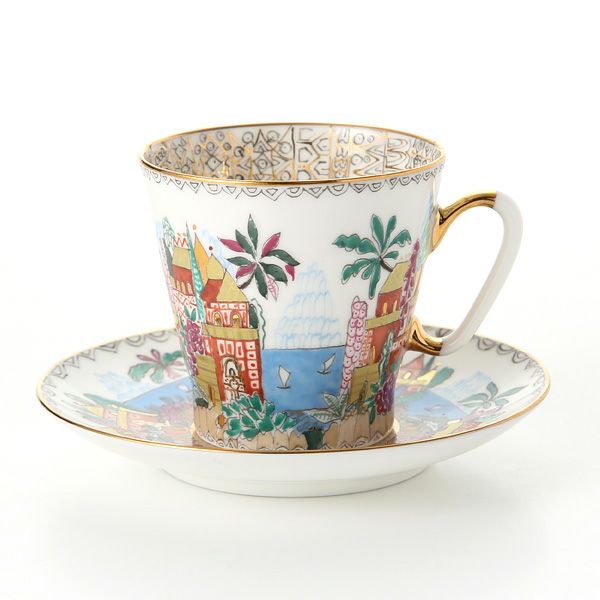 ロシア食器 インペリアル・ポーセリン ブルーレイク デミタスカップ＆ソーサー 80ml