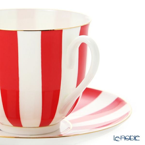 ロシア食器 インペリアル・ポーセリン インペリアルストライプ カップ＆ソーサー レッド 180ml