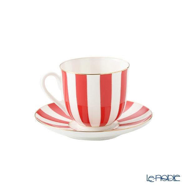 ロシア食器 インペリアル・ポーセリン インペリアルストライプ 3ピースセット レッド 180ml