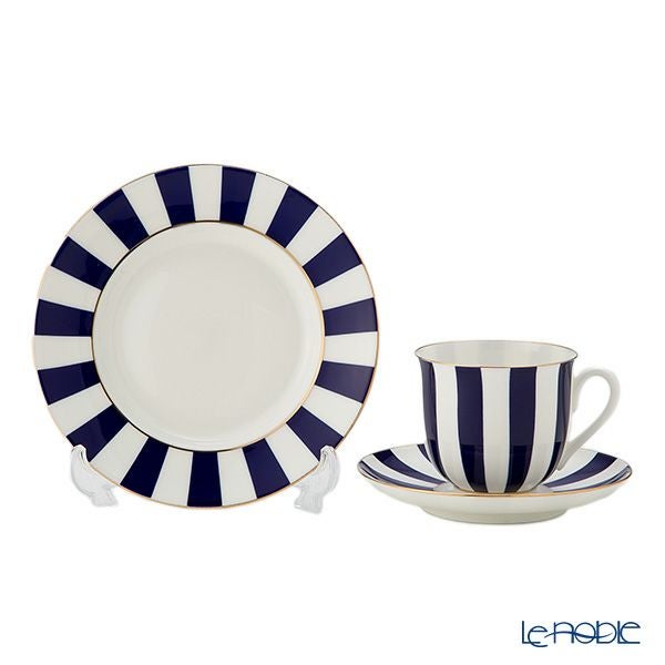 ロシア食器 インペリアル・ポーセリン インペリアルストライプ 3ピースセット コバルト 180ml