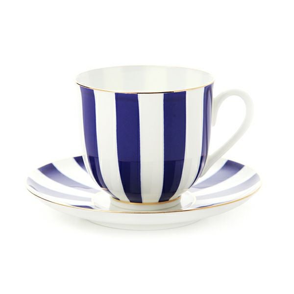 ロシア食器 インペリアル・ポーセリン インペリアルストライプ カップ＆ソーサー コバルト 180ml