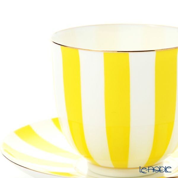 ロシア食器 インペリアル・ポーセリン インペリアルストライプ カップ＆ソーサー イエロー 180ml