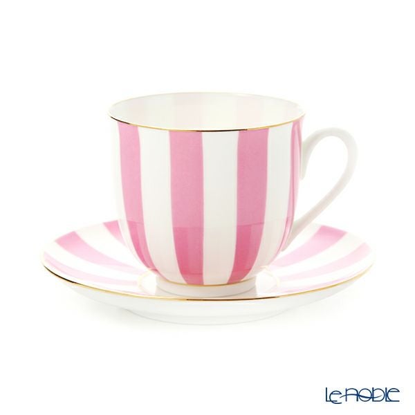 ロシア食器 インペリアル・ポーセリン インペリアルストライプ カップ＆ソーサー ピンク 180ml