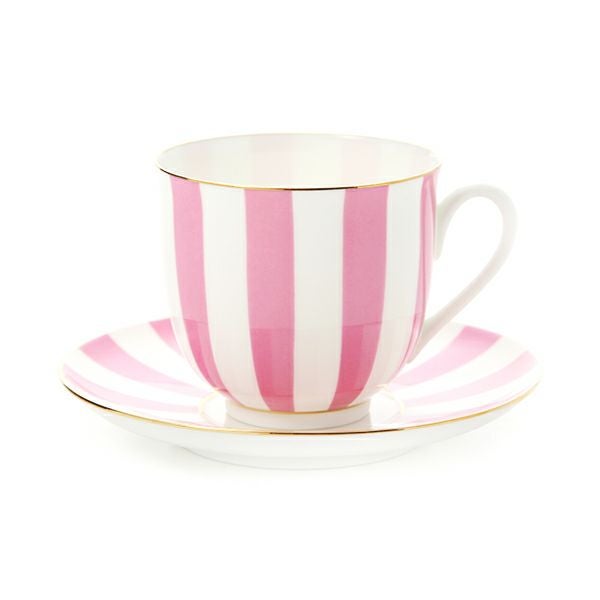 ロシア食器 インペリアル・ポーセリン インペリアルストライプ カップ＆ソーサー ピンク 180ml