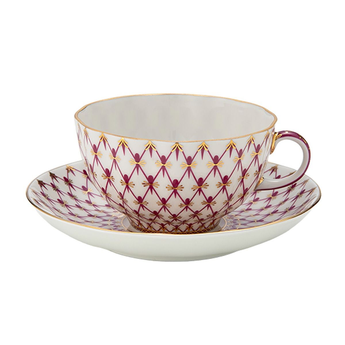 ロシア食器 インペリアル・ポーセリン ブルース（ピンクネット） ティーカップ＆ソーサー 250ml New