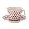 ロシア食器 インペリアル・ポーセリン ブルース（ピンクネット） ティーカップ＆ソーサー ユース 250ml