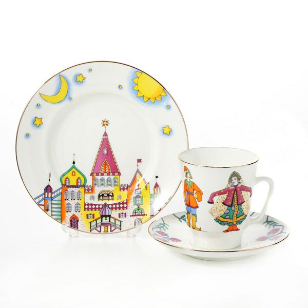 ロシア食器 インペリアル・ポーセリン ローズネット 3ピースセット