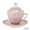ロシア食器 インペリアル・ポーセリン ブルース（ピンクネット） ティーカップ＆ソーサー 250ml（ふた付）New
