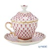 ロシア食器 インペリアル・ポーセリン ブルース（ピンクネット） ティーカップ＆ソーサー 250ml（ふた付）New