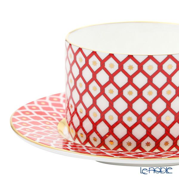 ロシア食器 インペリアル・ポーセリン スカーレット ティーカップ＆ソーサー 250ml ホワイト