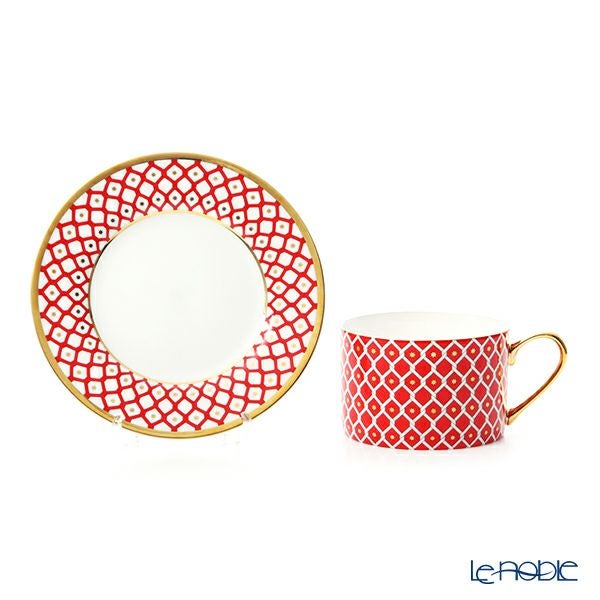 ロシア食器 インペリアル・ポーセリン スカーレット ティーカップ＆ソーサー 250ml レッド