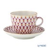 ロシア食器 インペリアル・ポーセリン ブルース（ピンクネット） コーヒーカップ＆ソーサー 140ml