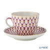 ロシア食器 インペリアル・ポーセリン ブルース（ピンクネット） コーヒーカップ＆ソーサー 140ml