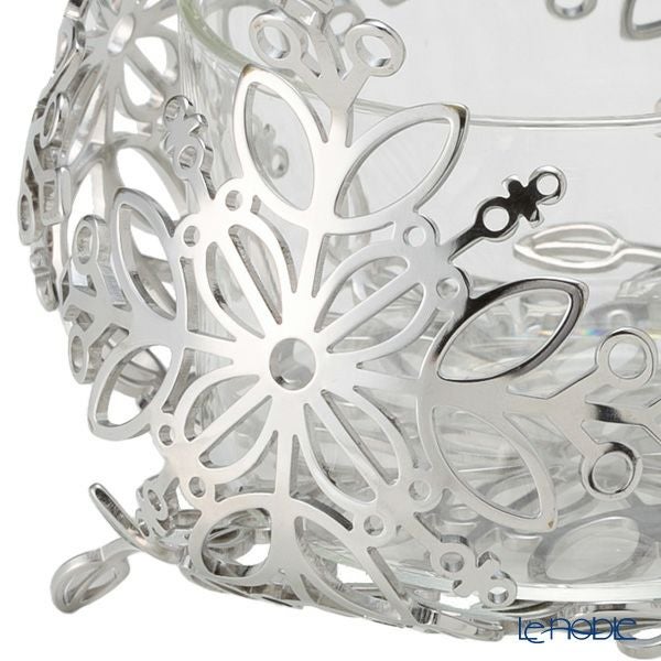 ディ・エクリュデザイン ローザバスケット 花 T0402 15cm ステンレス製 ガラス付（取り外し可能）