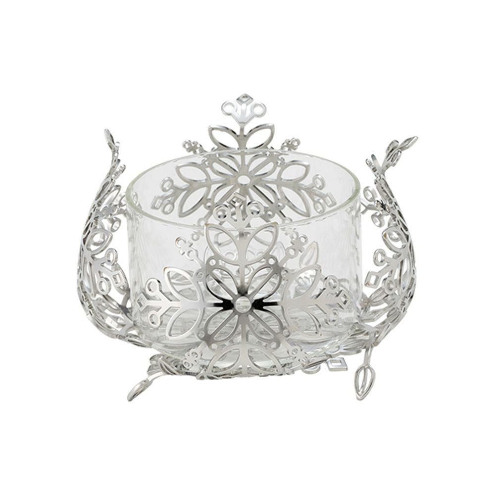 ディ・エクリュデザイン ローザバスケット 花 T0402 15cm ステンレス製 ガラス付（取り外し可能）