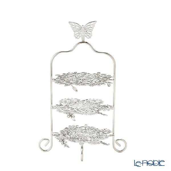 ディ・エクリュデザイン プチフールスタンド 3段 ローザ／つる草／パピヨン T0403 22cm ステンレス製