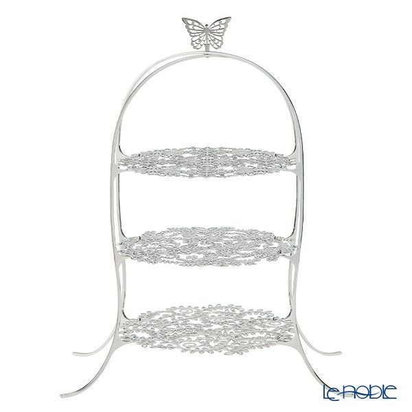 ディ・エクリュデザイン クロススタンド 3段 M パピヨン T0501 直径27×高さ46cm ステンレス製 ローザ／つる草／花 【折りたたみ式】