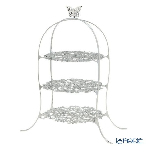 ディ・エクリュデザイン クロススタンド 3段 M パピヨン T0501 直径27×高さ46cm ステンレス製 ローザ／つる草／花 【折りたたみ式】