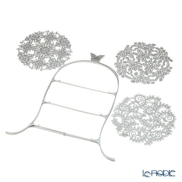 ディ・エクリュデザイン クロススタンド 3段 M パピヨン T0501 直径27×高さ46cm ステンレス製 ローザ／つる草／花 【折りたたみ式】