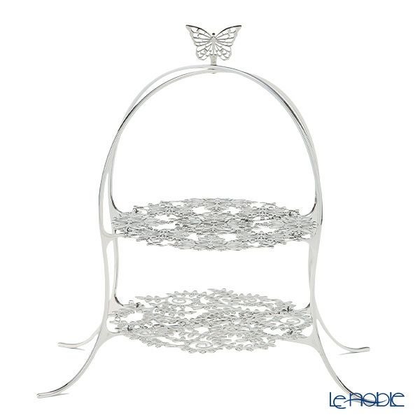 ディ・エクリュデザイン クロススタンド 2段 S パピヨン T0504 直径20×高さ34cm ステンレス製 ローザ／つる草 【折りたたみ式】