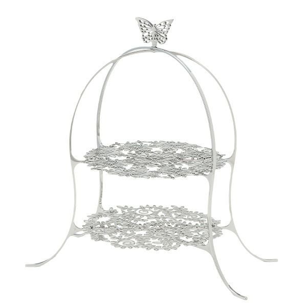 ディ・エクリュデザイン クロススタンド 2段 S パピヨン T0504 直径20×高さ34cm ステンレス製 ローザ／つる草 【折りたたみ式】