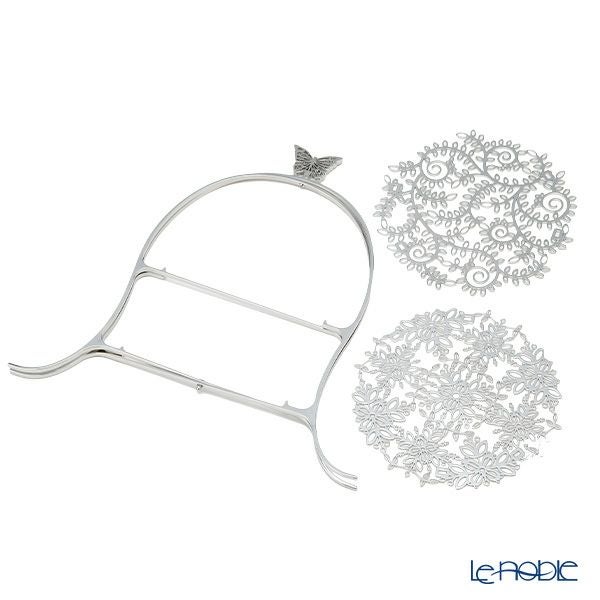 ディ・エクリュデザイン クロススタンド 2段 S パピヨン T0504 直径20×高さ34cm ステンレス製 ローザ／つる草 【折りたたみ式】