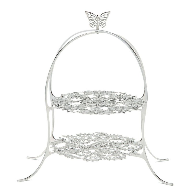 ディ・エクリュデザイン クロススタンド 2段 S パピヨン T0504 直径20×高さ34cm ステンレス製 ローザ／つる草 【折りたたみ式】
